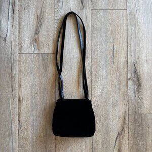 Vintage Nine West Black Velvet Double Shoulder Strap Square Whimsigoth Purse